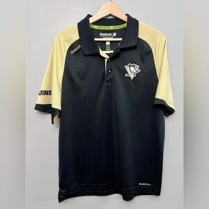 Reebok Center Ice Penguins Sport Polo Size Medium